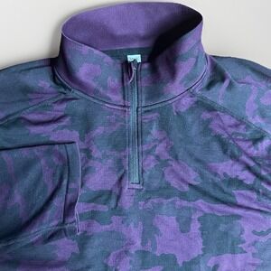 UNRL 1/4 Zip Pullover Mens XL Burgundy Camo Golf Performance Athletic Sports